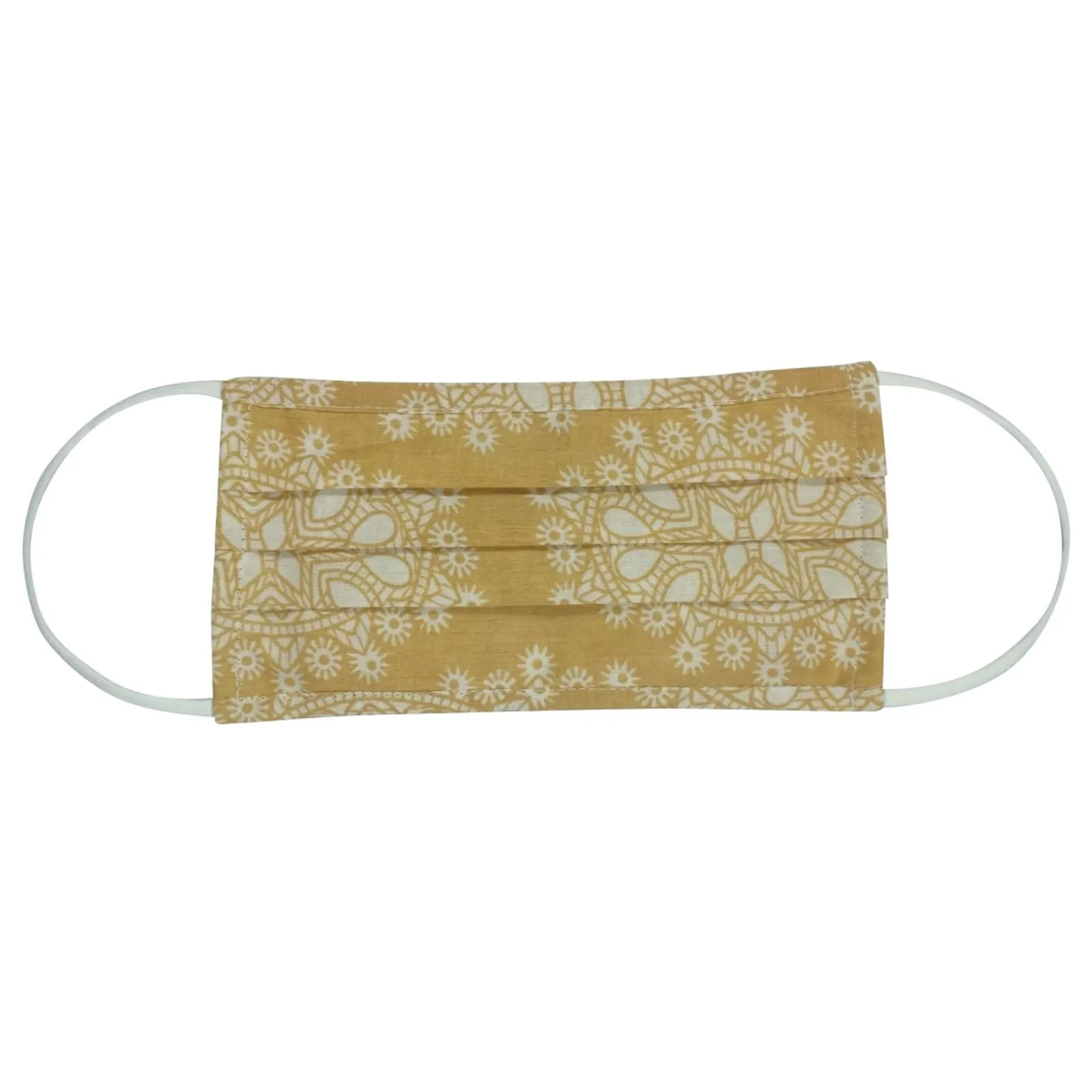 Medallion Tan Pleated Cotton Mask