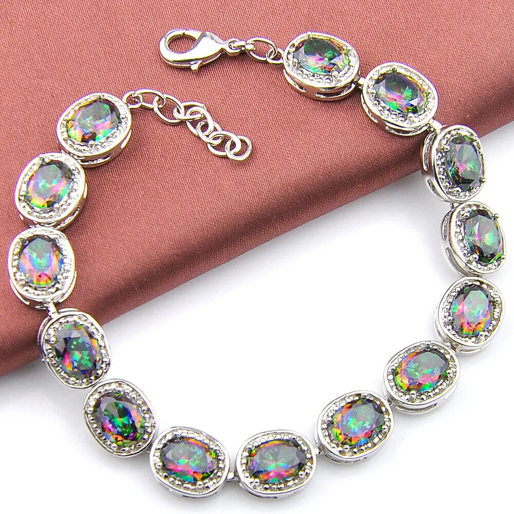 Mystic Topaz Oval Shape Tennis Bracelet