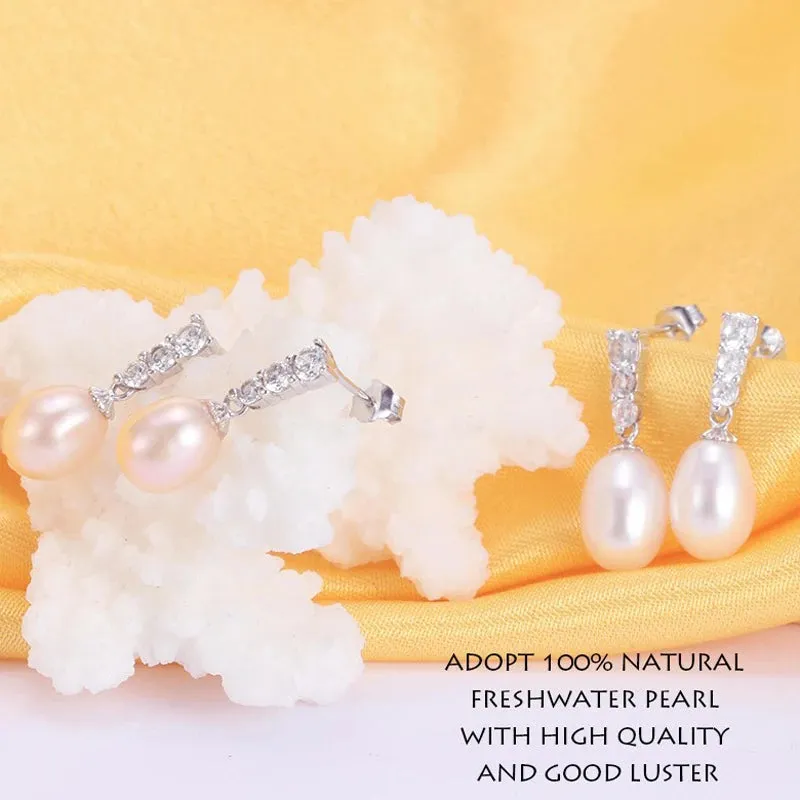 Natural Freshwater Pearl 925 Sterling Silver Jewelry Set