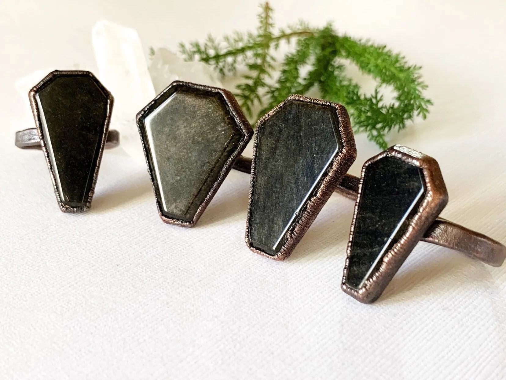 Obsidian coffin ring