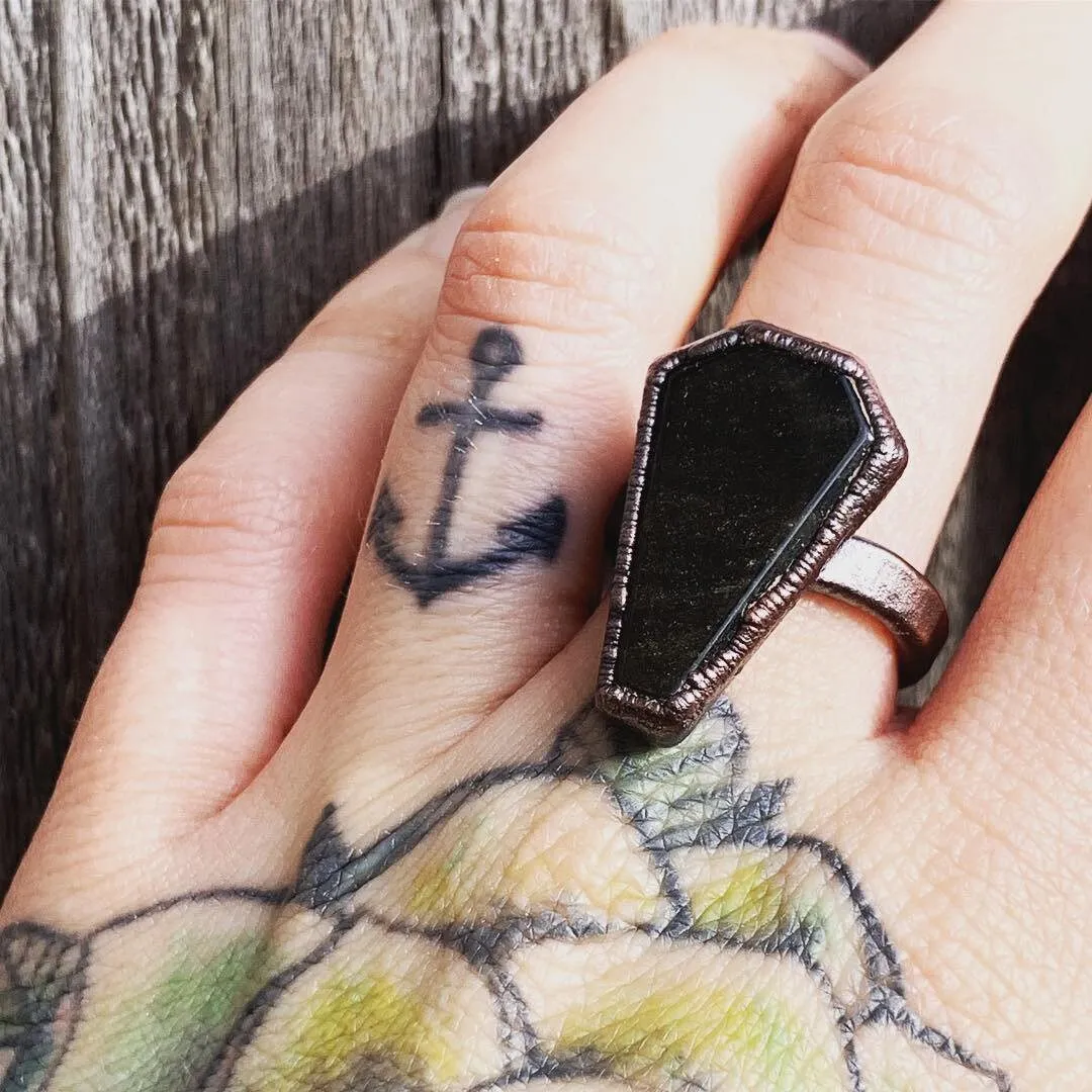 Obsidian coffin ring