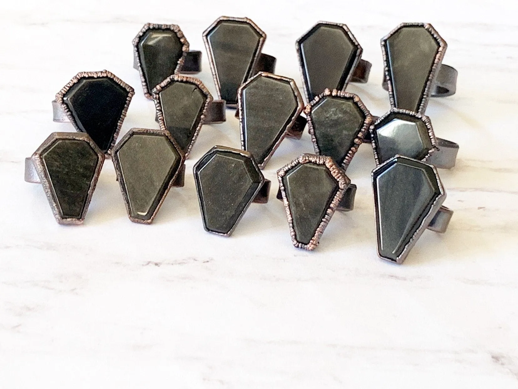 Obsidian coffin ring