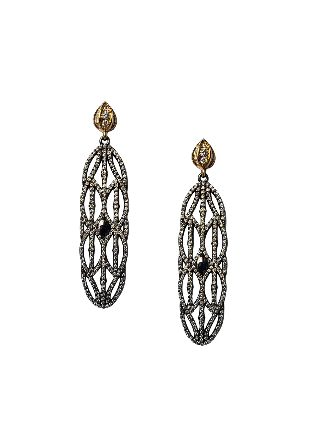 Oster Collection 18KYG & Oxidized Silver Diamond Dangle Earrings