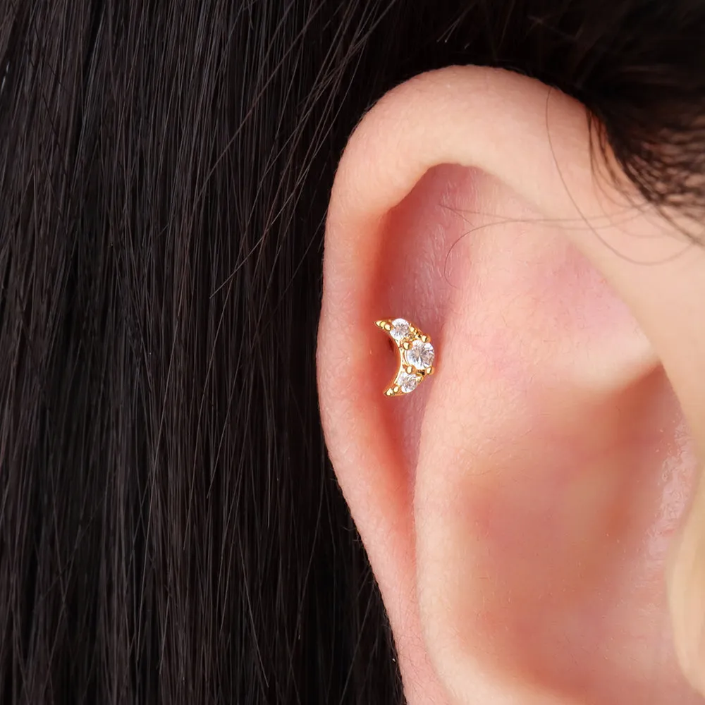 Petite Crescent Moon Stud