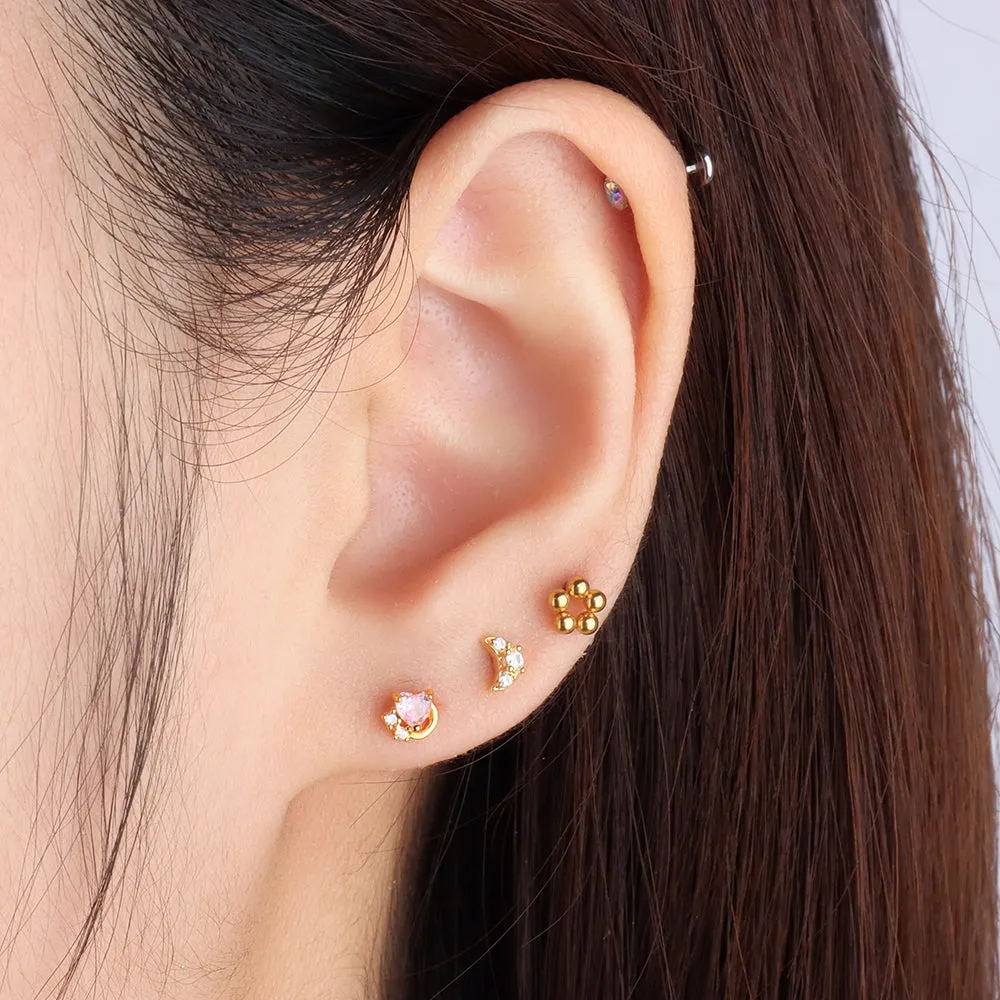 Petite Crescent Moon Stud