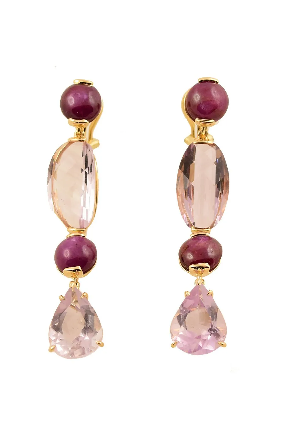 Pink Amethyst Ruby Drop Earrings all