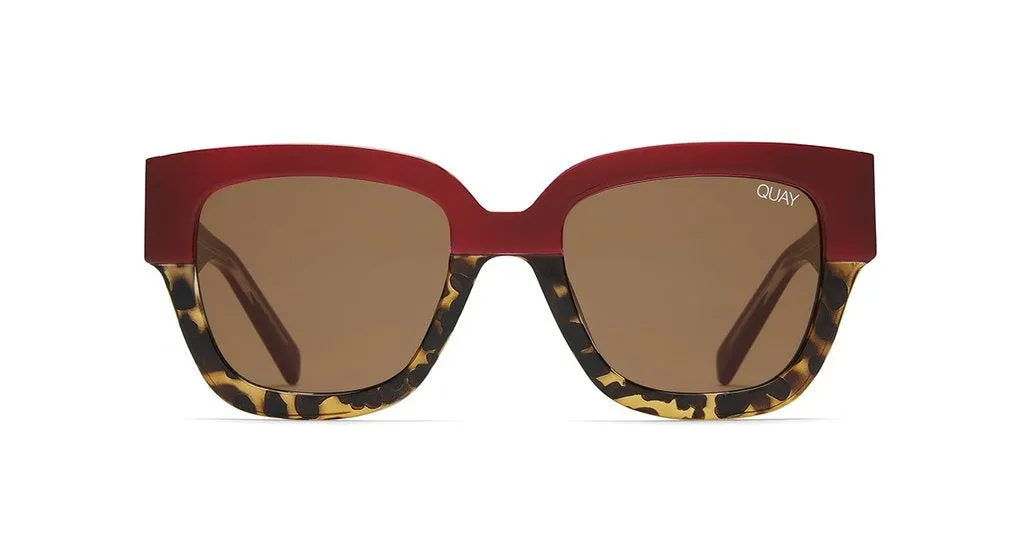 Quay Dont Stop Red Tortoise Sunglasses - Stylish Oversized Frame with UV Protection