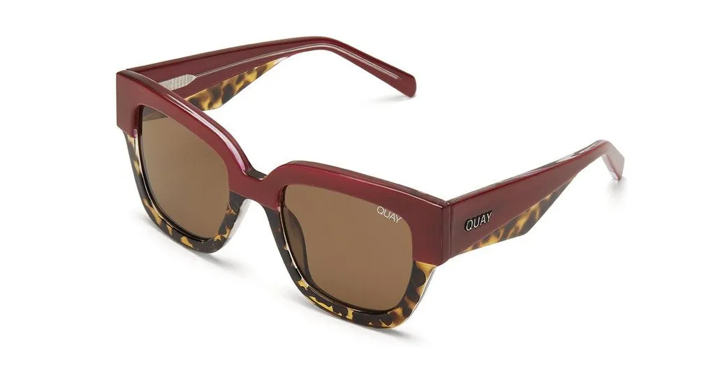 Quay Dont Stop Red Tortoise Sunglasses - Stylish Oversized Frame with UV Protection