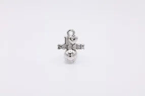 "I Love Soccer" Wholesale Silver Charm, 925 Sterling Silver, 599