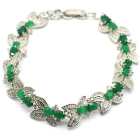 Real Natural Emerald Micro-Pave CZ Tennis Bracelet