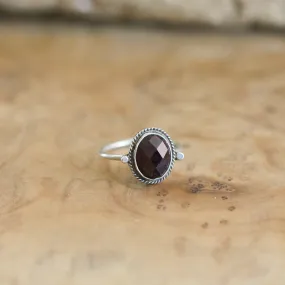 Red Garnet Delica Ring - 8X10mm Stone - .925 Sterling Silver - Silversmith