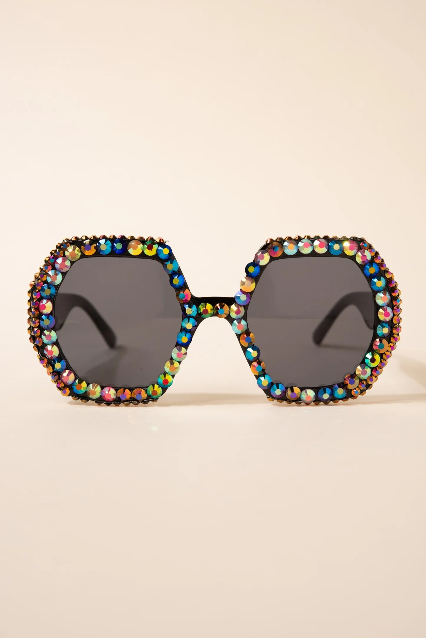 Regina Hexagon Frame Rhinestone Sunglasses