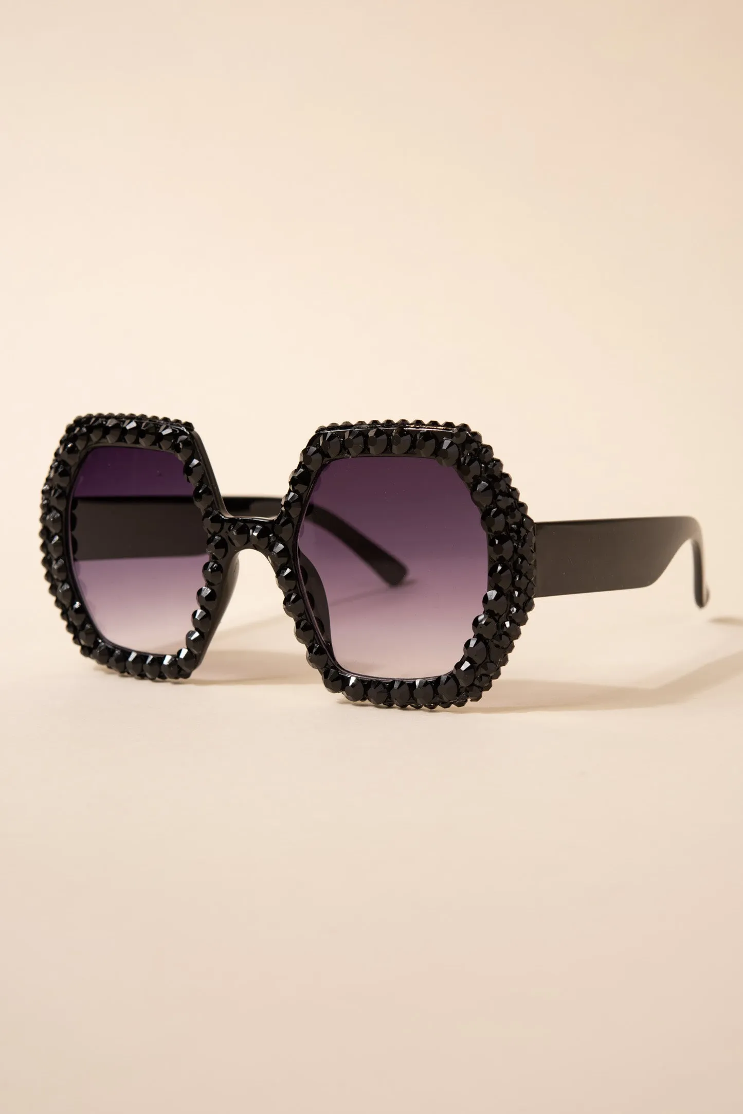 Regina Hexagon Frame Rhinestone Sunglasses