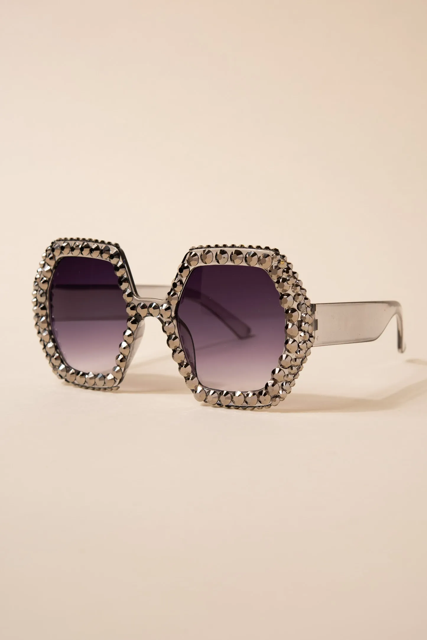 Regina Hexagon Frame Rhinestone Sunglasses