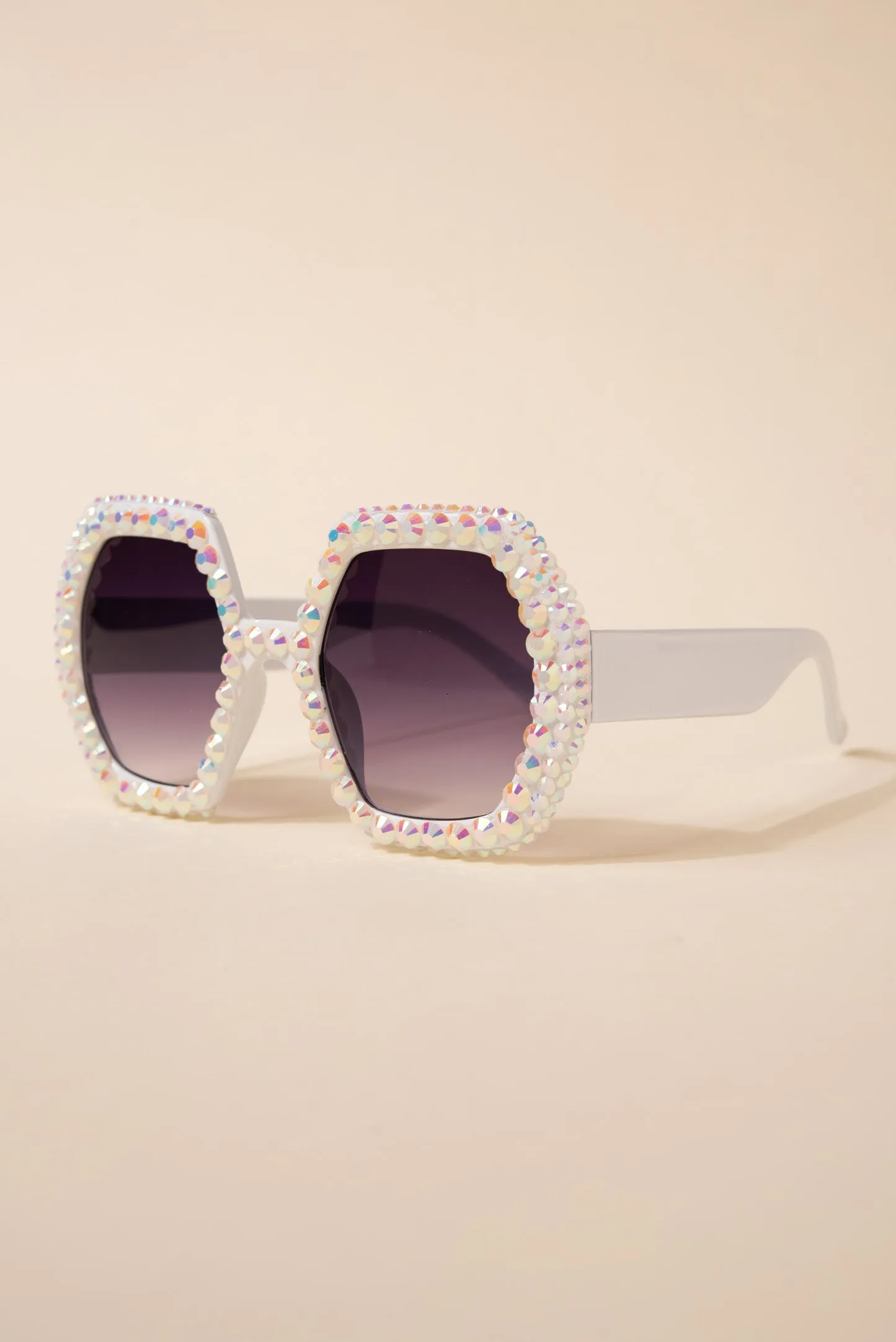 Regina Hexagon Frame Rhinestone Sunglasses