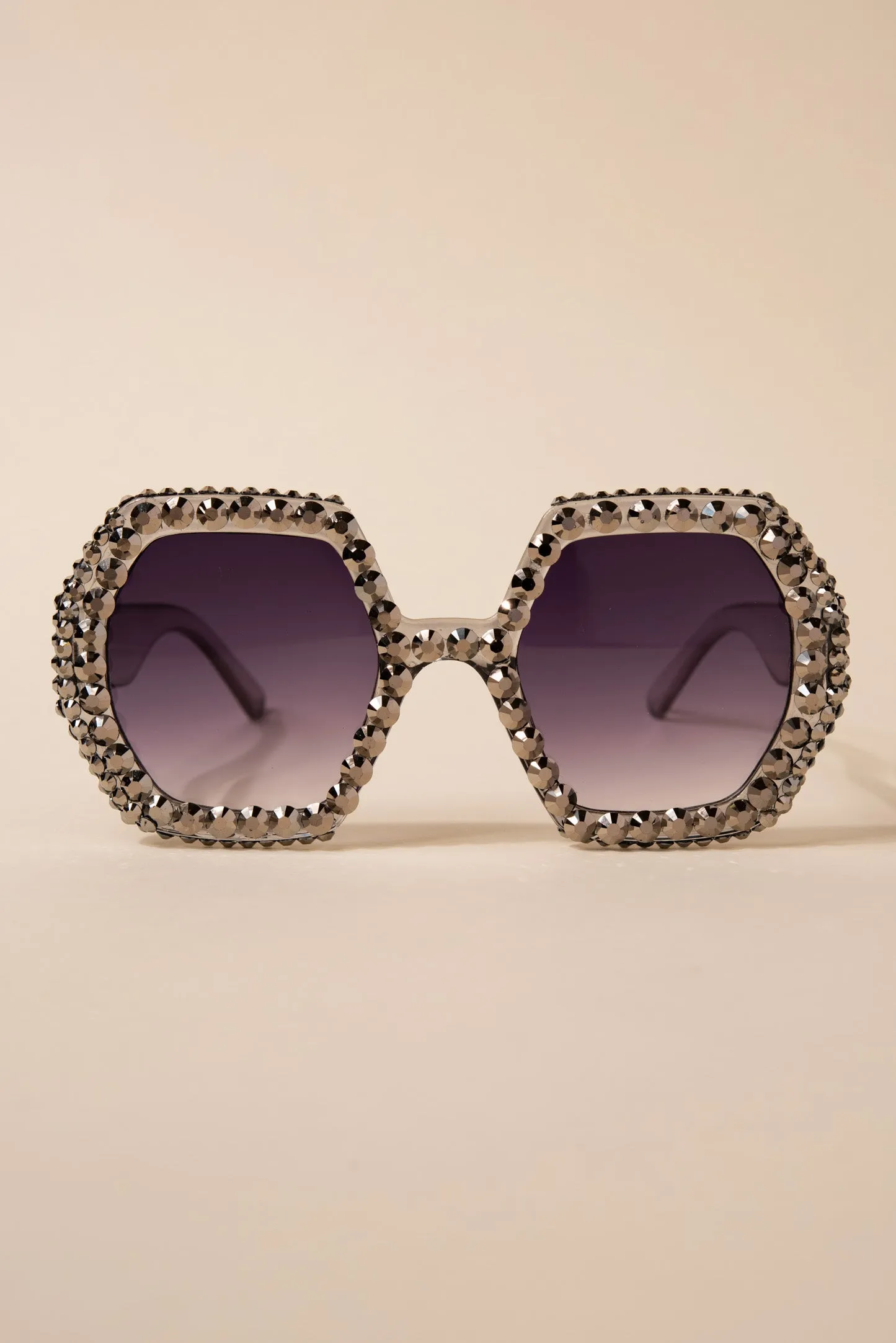 Regina Hexagon Frame Rhinestone Sunglasses