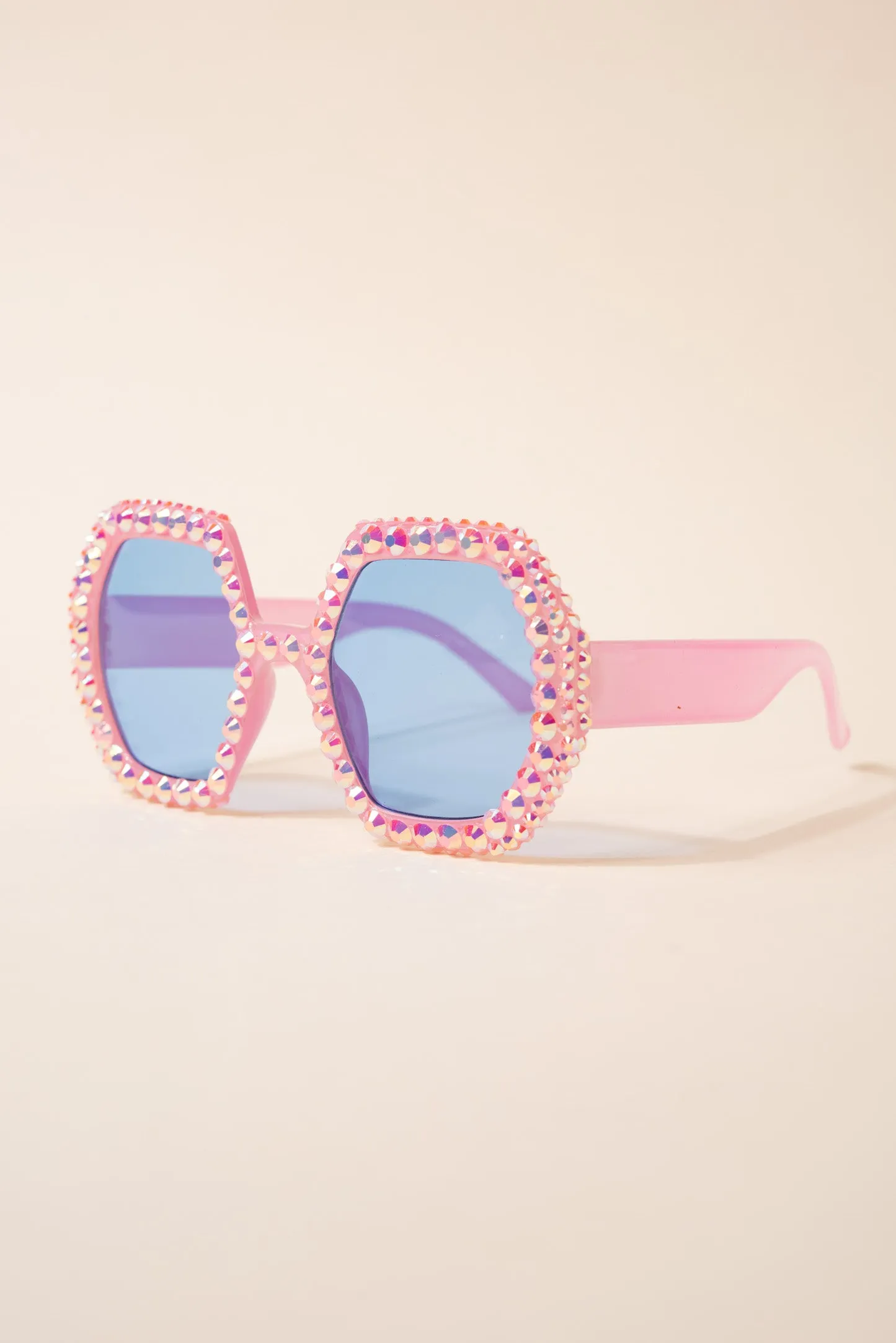 Regina Hexagon Frame Rhinestone Sunglasses