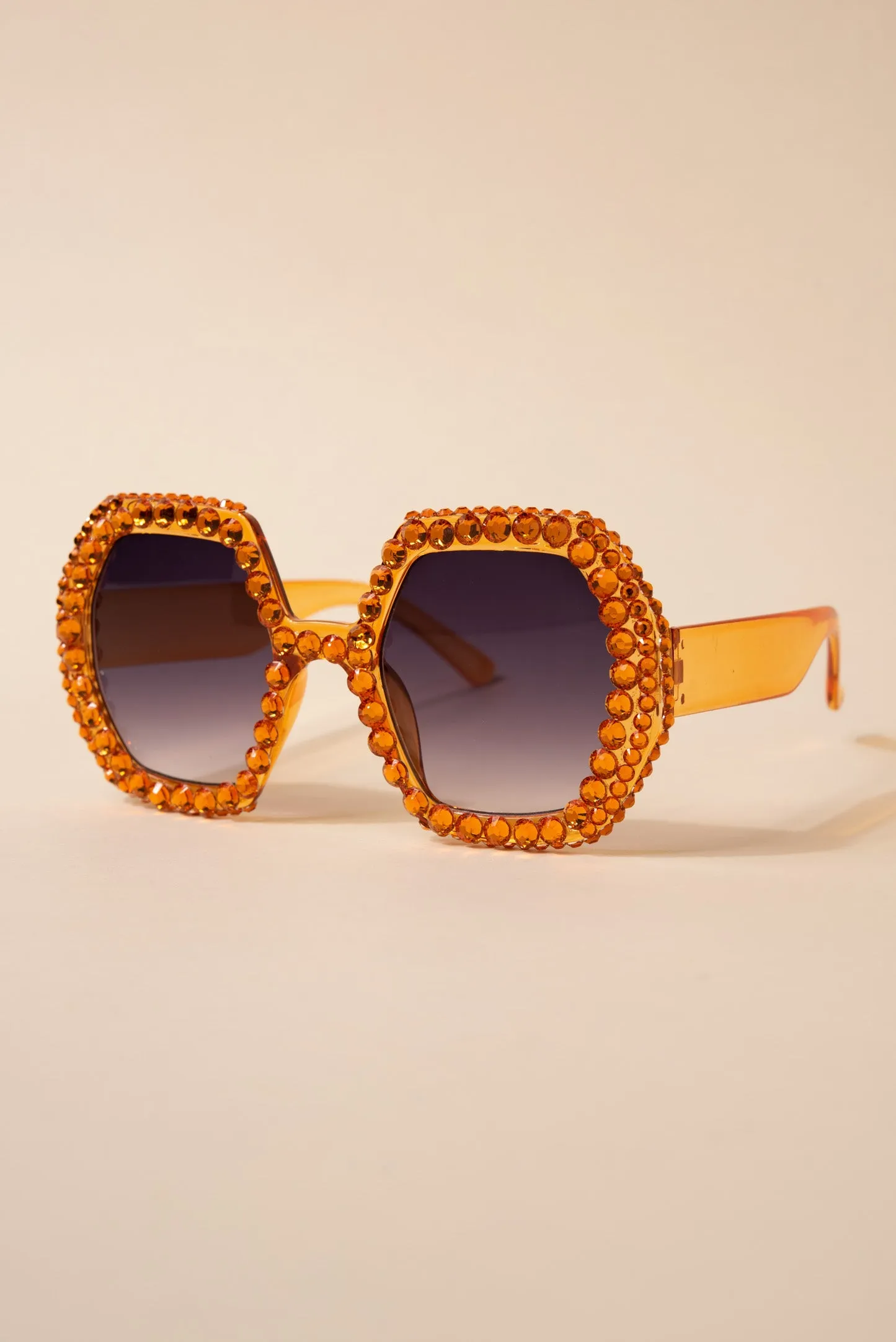 Regina Hexagon Frame Rhinestone Sunglasses