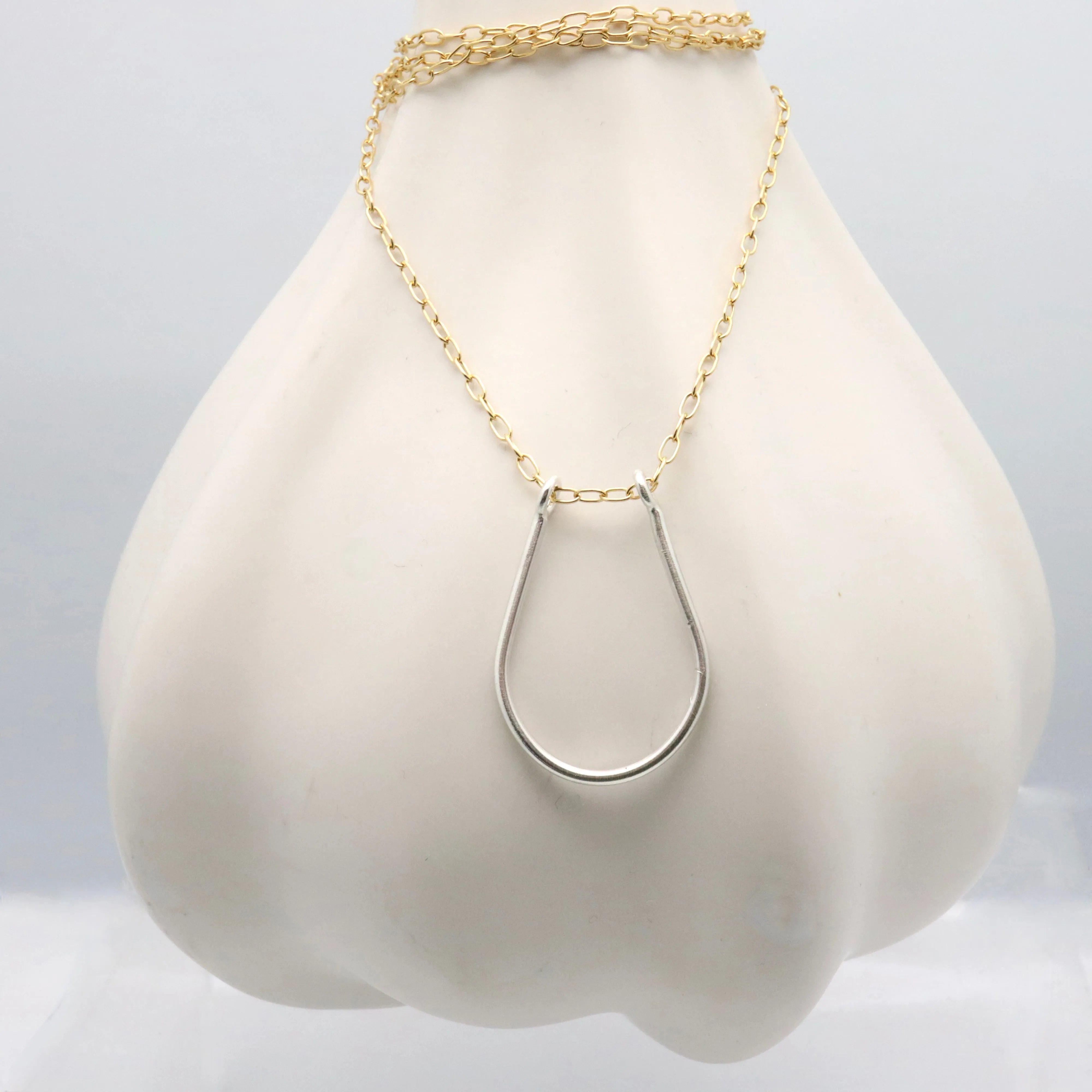 Ring Holder Necklace - Silver link with Gold Chain