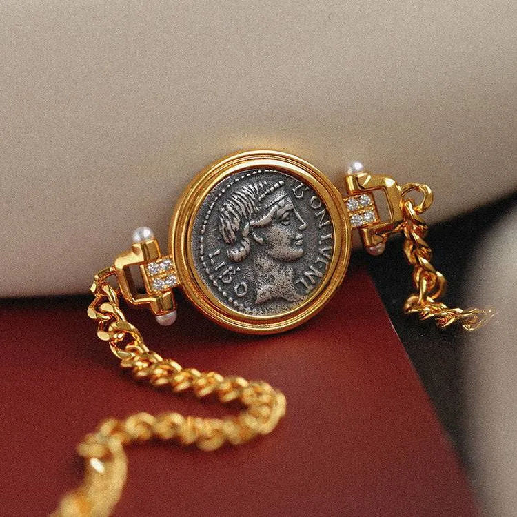 Roman Ancient Coin Bracelet Sterling Silver