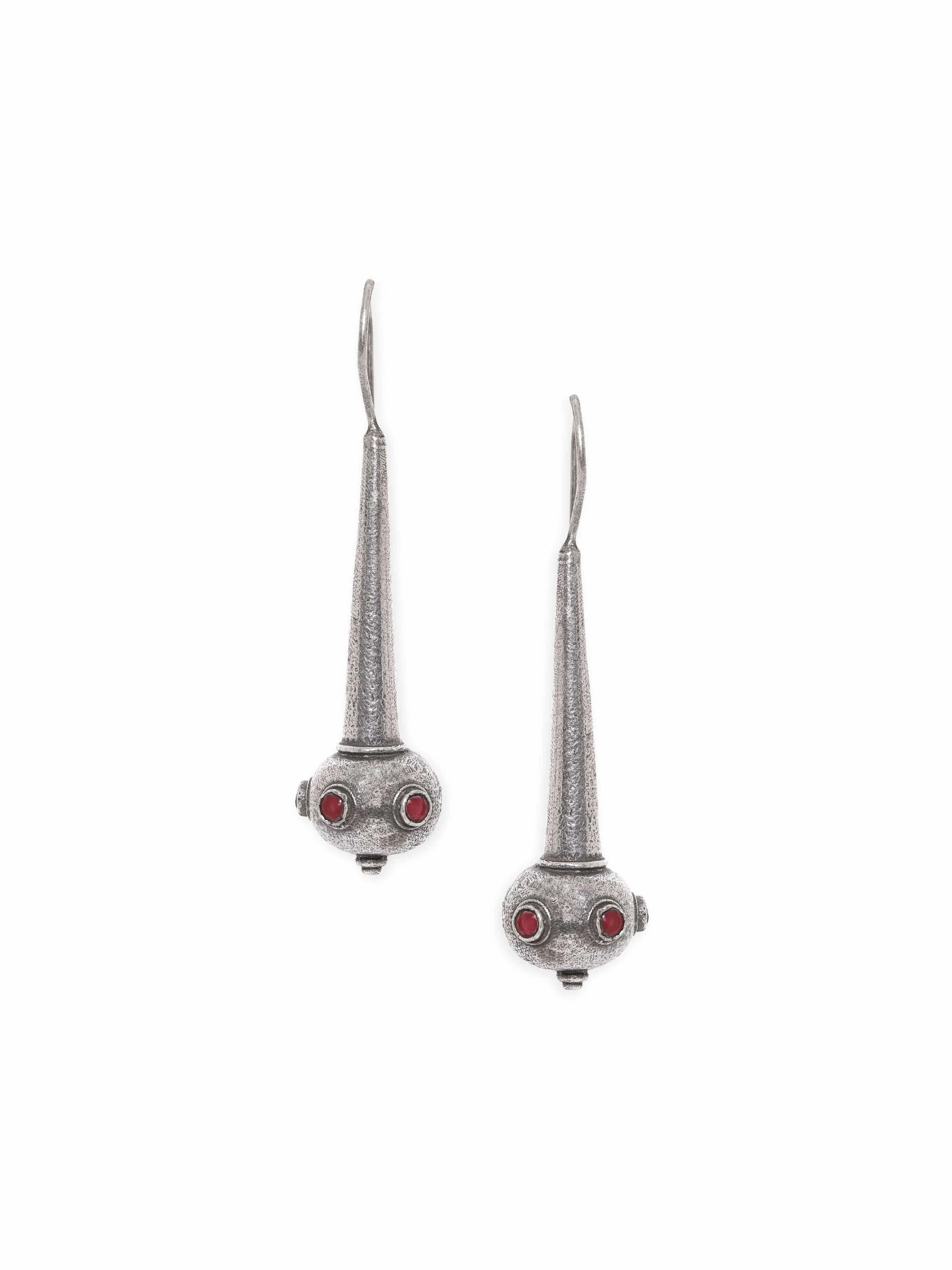 Rubans Chic Oxidized Silver Drop Earrings