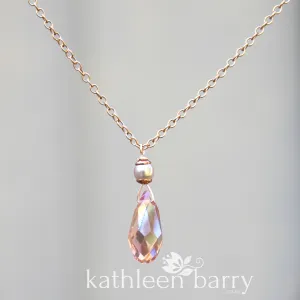 Sarah chain necklace crystal drop pendent, 14K gold, Rose gold filled or sterling silver