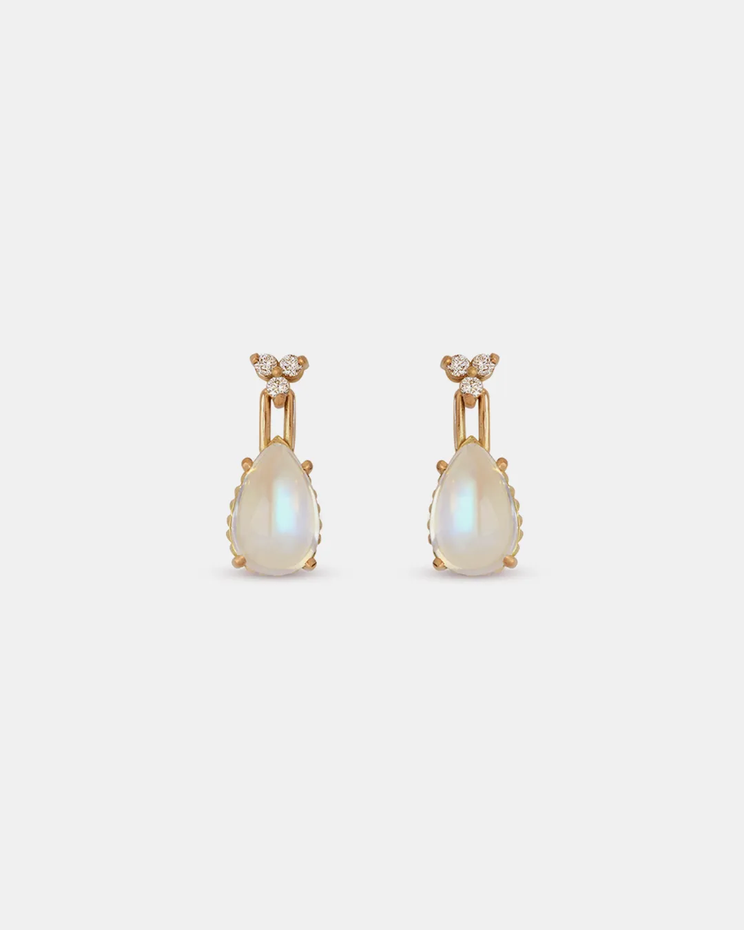 Skull Moonstone   Diamond Drop Earrings