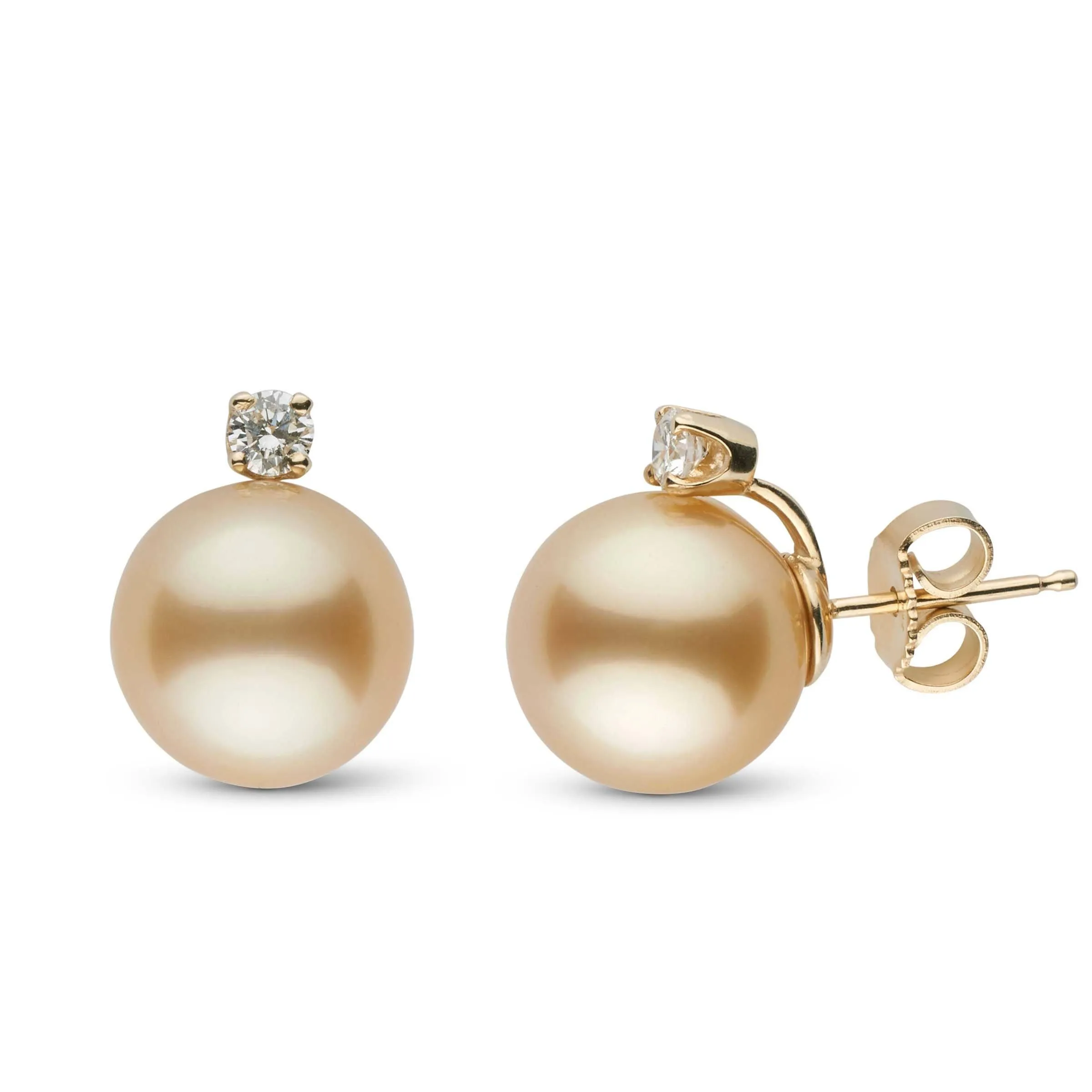 Starlight Collection 10.0-11.0 mm Golden South Sea Pearl & Diamond Stud Earrings