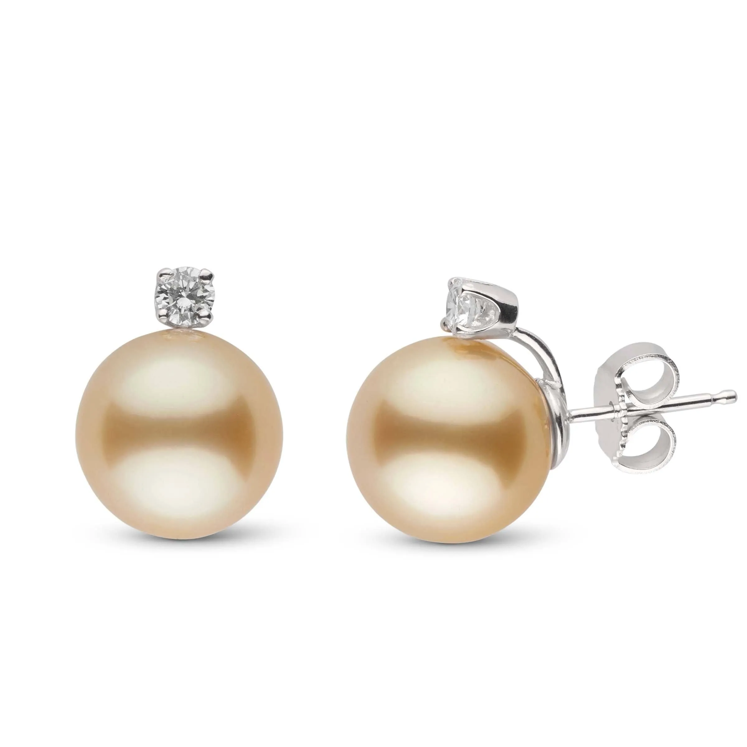 Starlight Collection 10.0-11.0 mm Golden South Sea Pearl & Diamond Stud Earrings