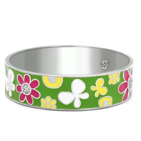 TK287 High polished (no plating) Stainless Steel Bangle with Epoxy in Multi Color