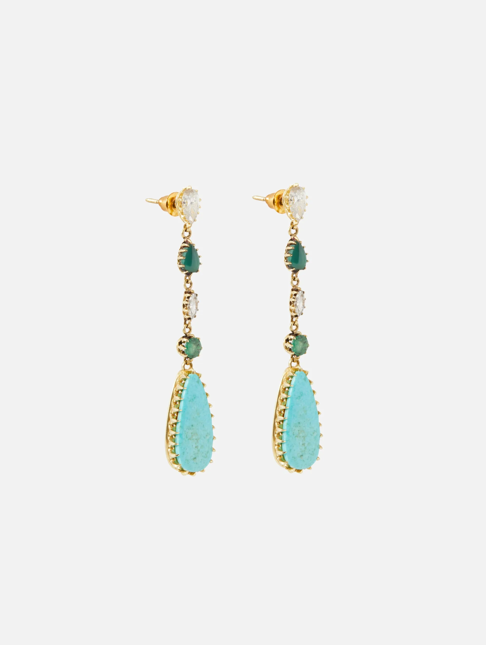 Turquoise Emerald Diamond Drop Earring