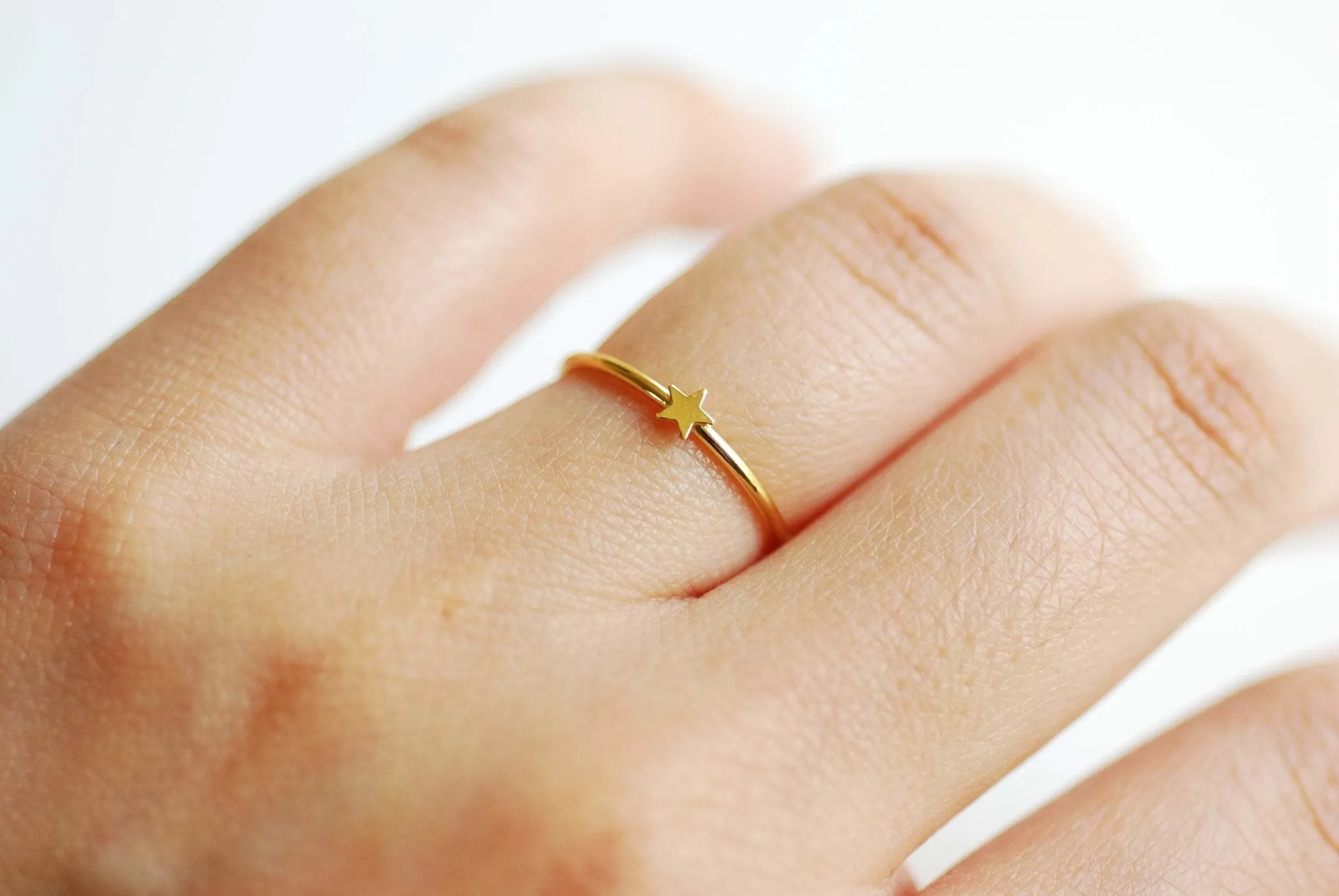 Wholesale Star Stacking Ring 14k Gold Filled minimalist simple everyday thin knuckle ring, midi ring, Celestial Ring, Tiny Star, Gold Filled Ring [13]