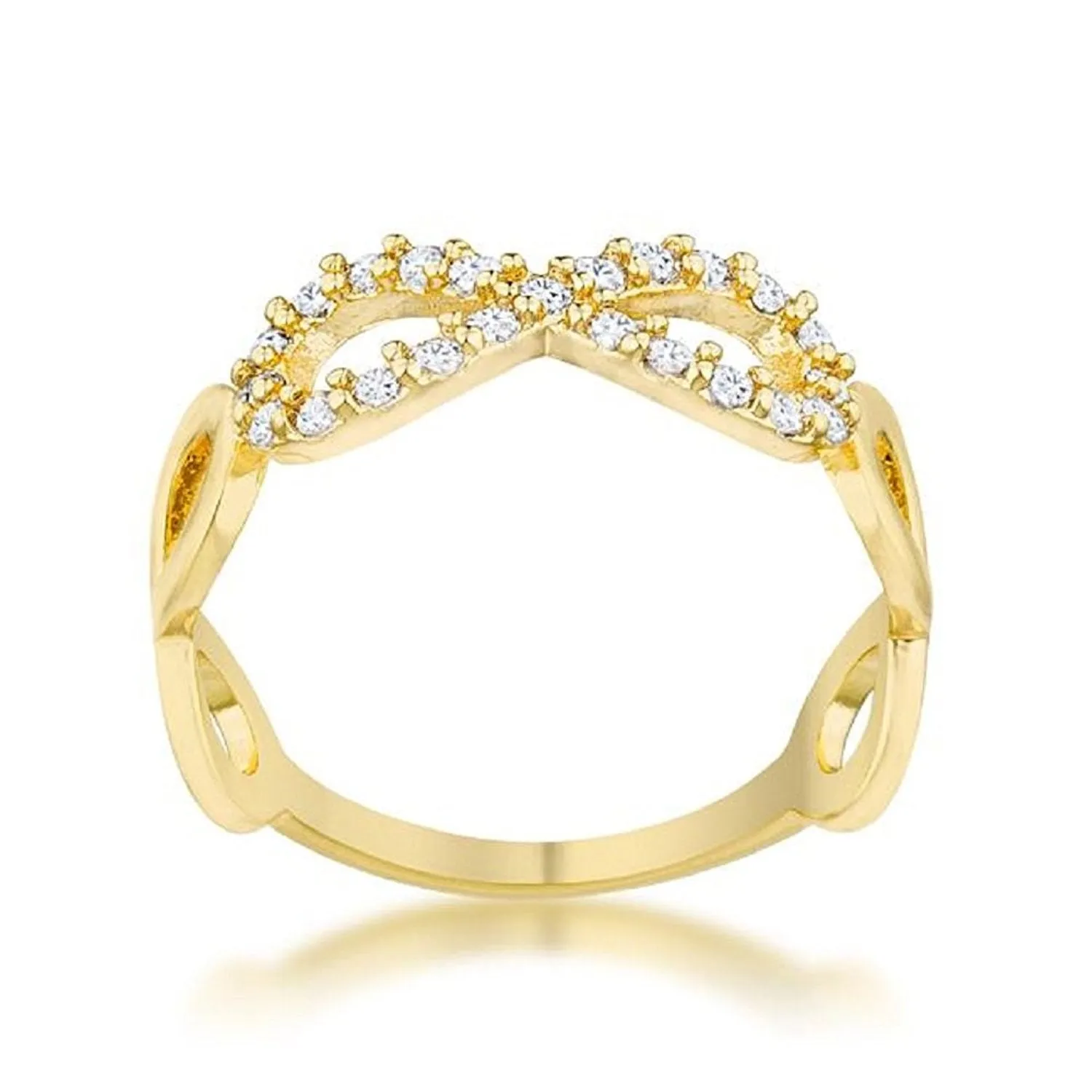 WildKlass 0.35ct CZ 14k Gold Plated Infinity Ring