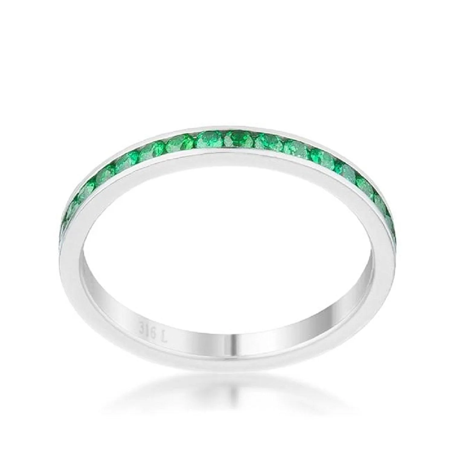 WildKlass 0.5ct Emerald CZ Stainless Steel Eternity Band