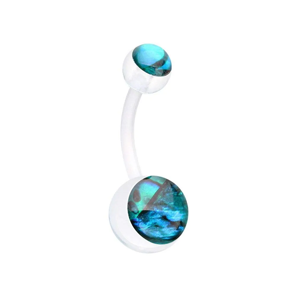 WILDKLASS Abalone Shell Bio Flexible Shaft Acrylic Ball Belly Button Ring