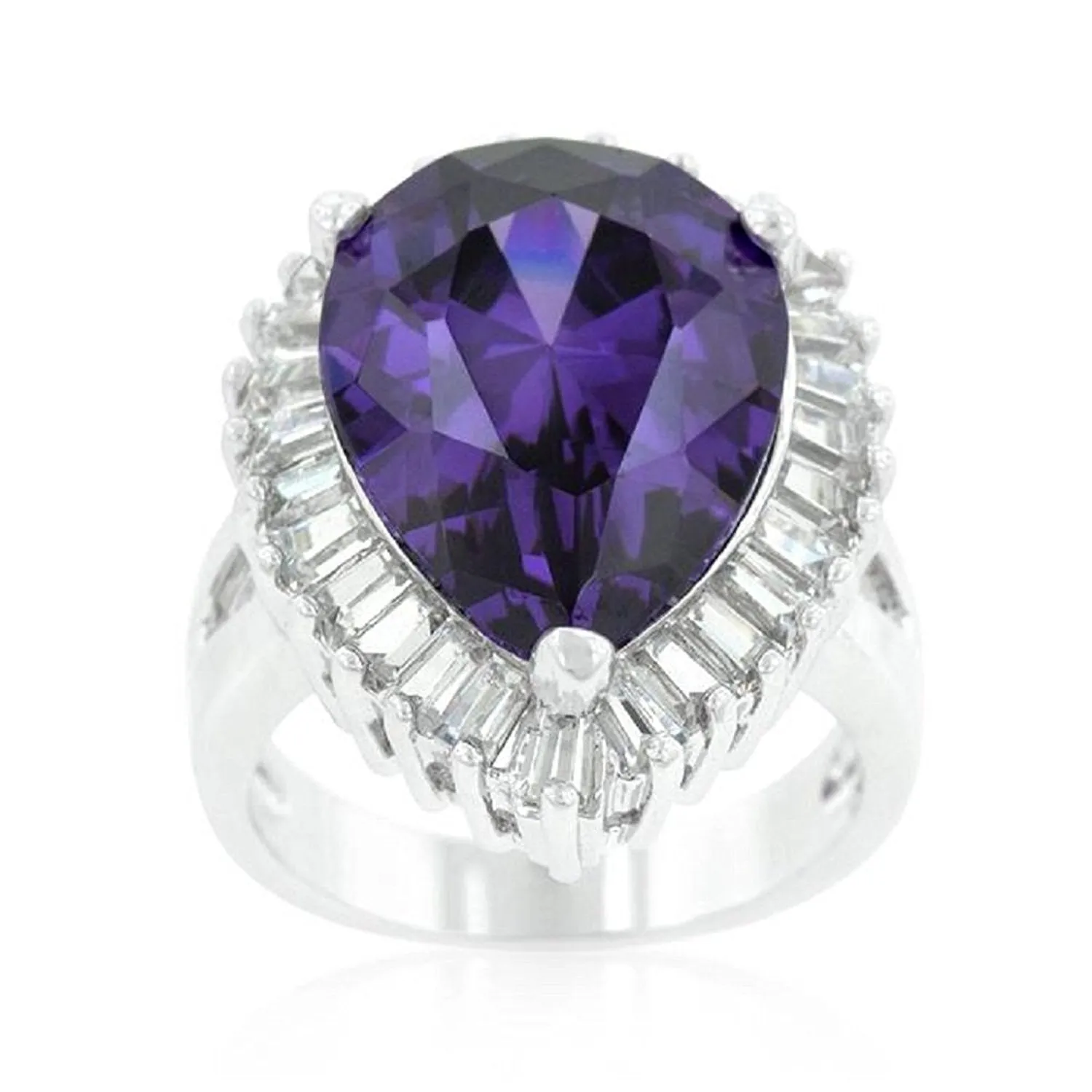 WildKlass Cubic Zirconia Purple and Clear Cocktail Ring