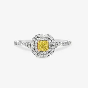 Yellow Diamond & Double Halo Ring