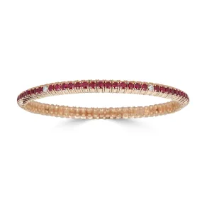 Yellow Gold Stretch Bracelet with Rubies