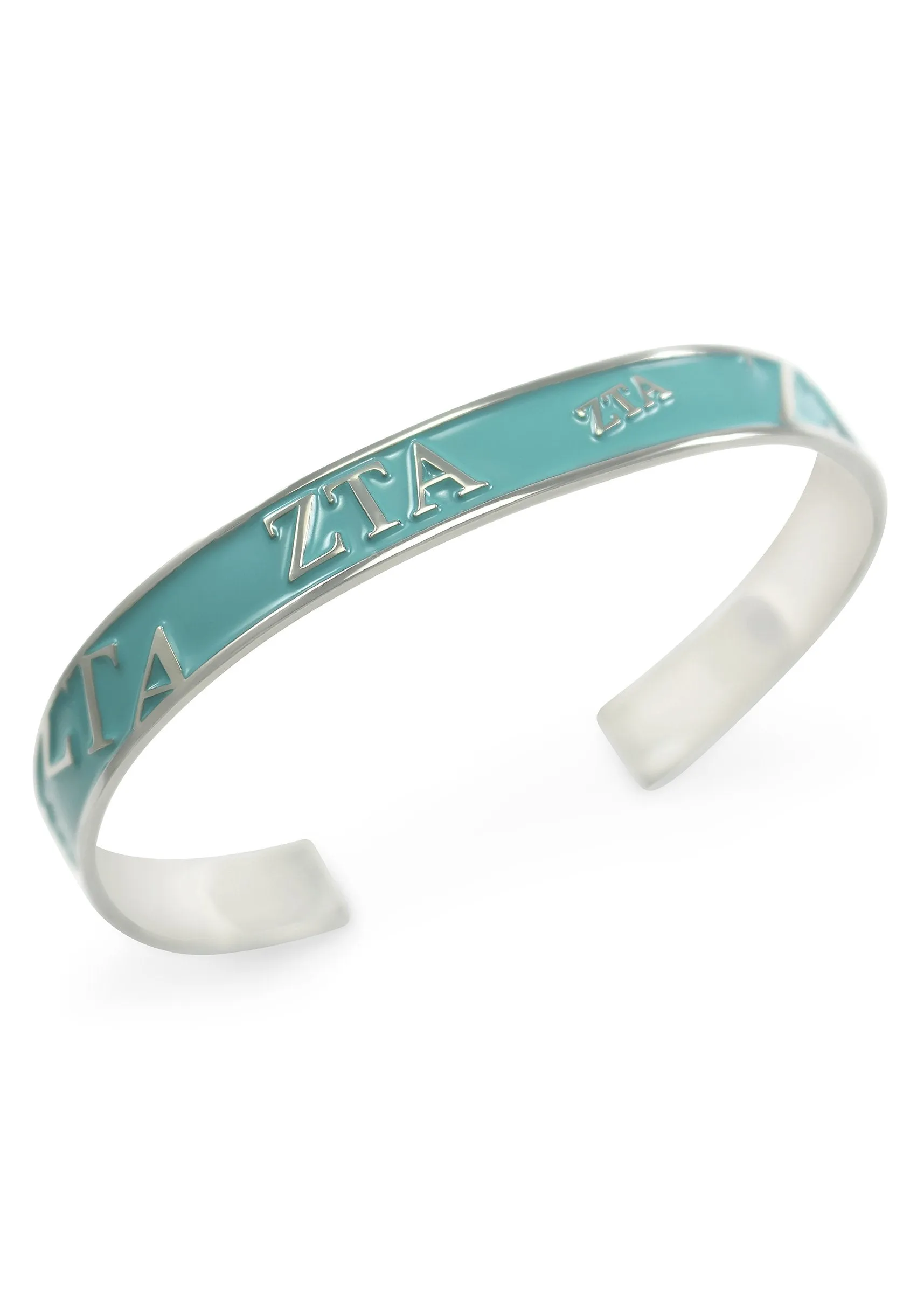 Zeta Tau Alpha Sorority Bangle Cuff Bracelet (Turquoise)